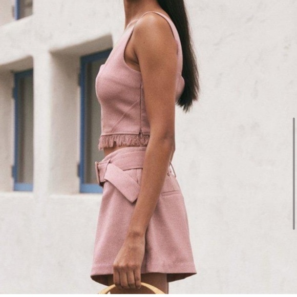 Cult Gaia Women's Nixie Fringed Woven Crop Top & Shorts - Picture 4 of 8